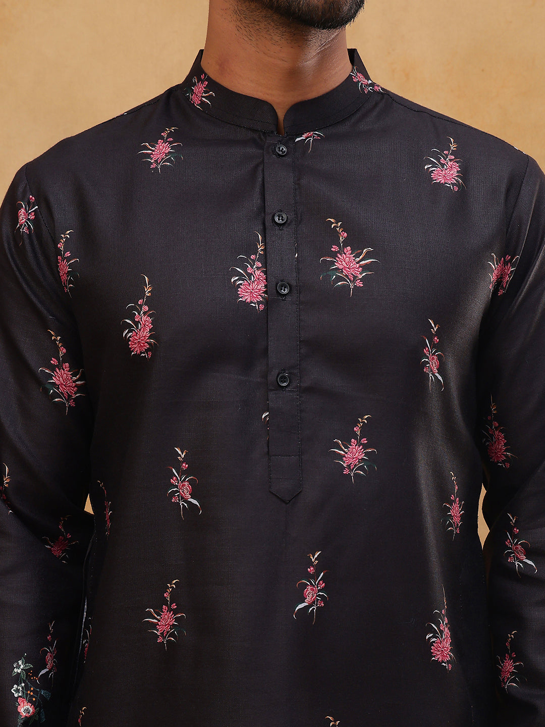 Cotton Blend Printed Straight Kurta Pyjama