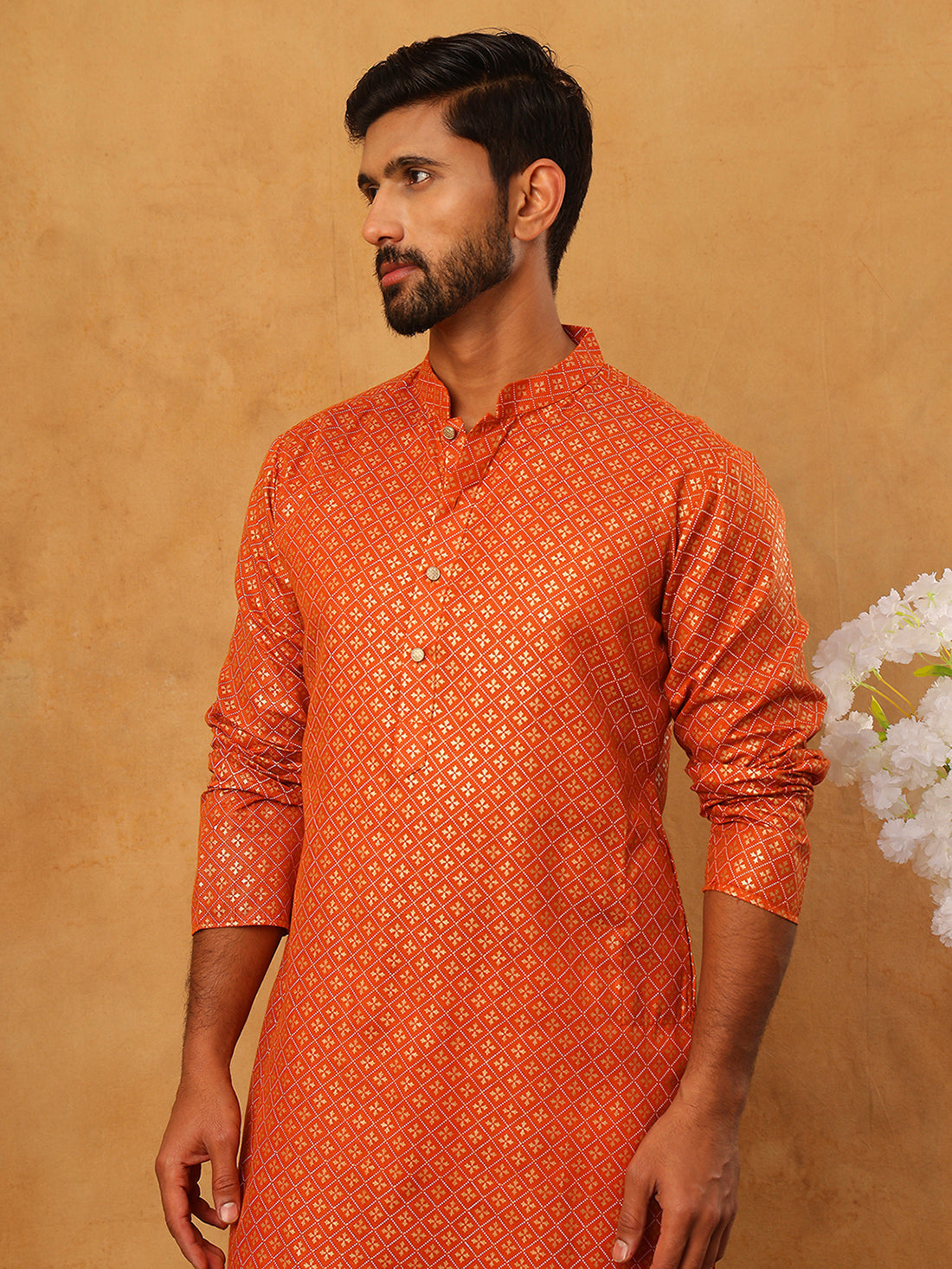 Festive Cotton Blend Printed Kurta Pyjama Set