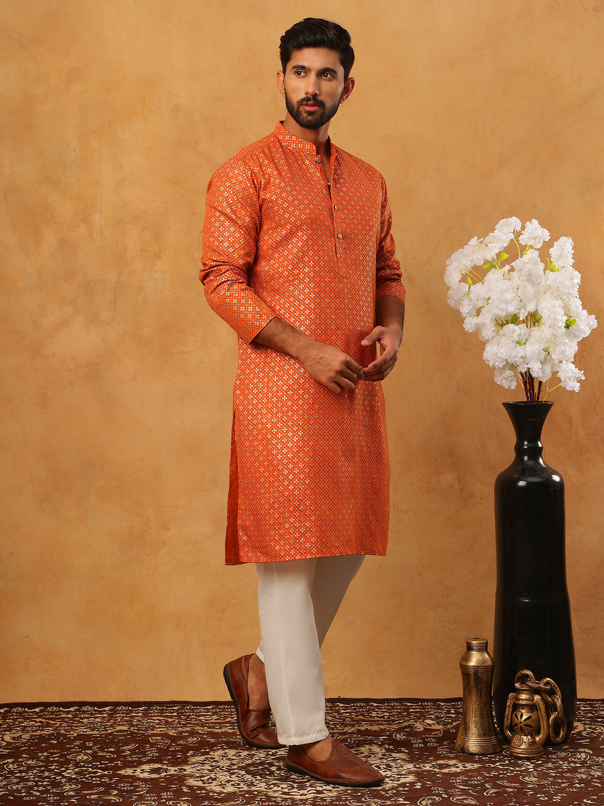 Festive Cotton Blend Printed Kurta Pyjama Set