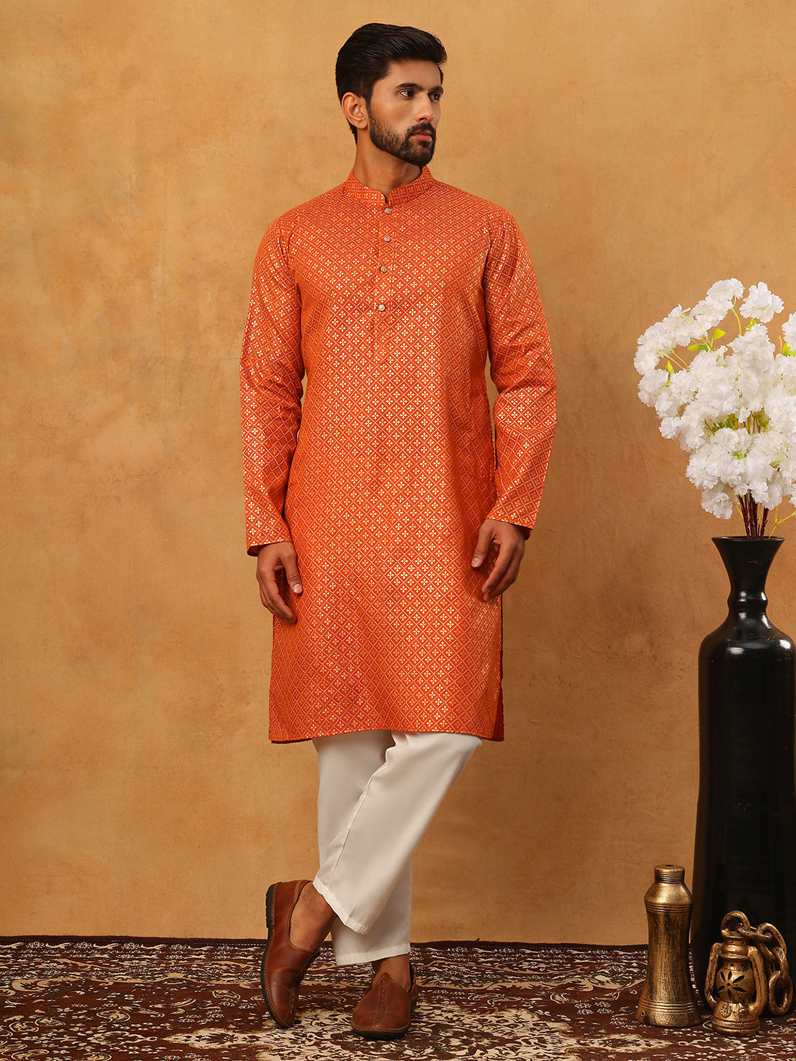 Festive Cotton Blend Printed Kurta Pyjama Set