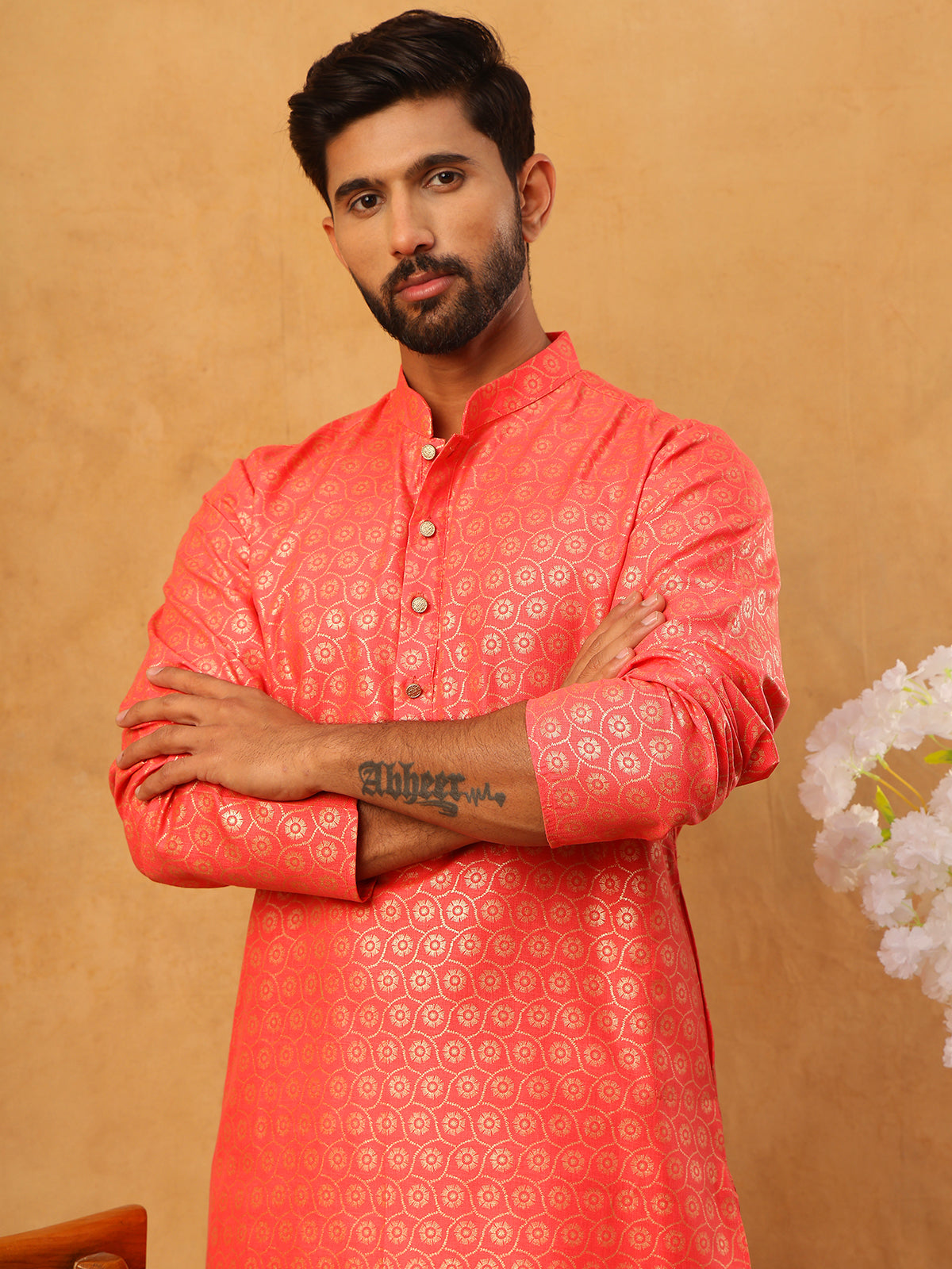 Festive Cotton Blend Printed Kurta Pyjama Set