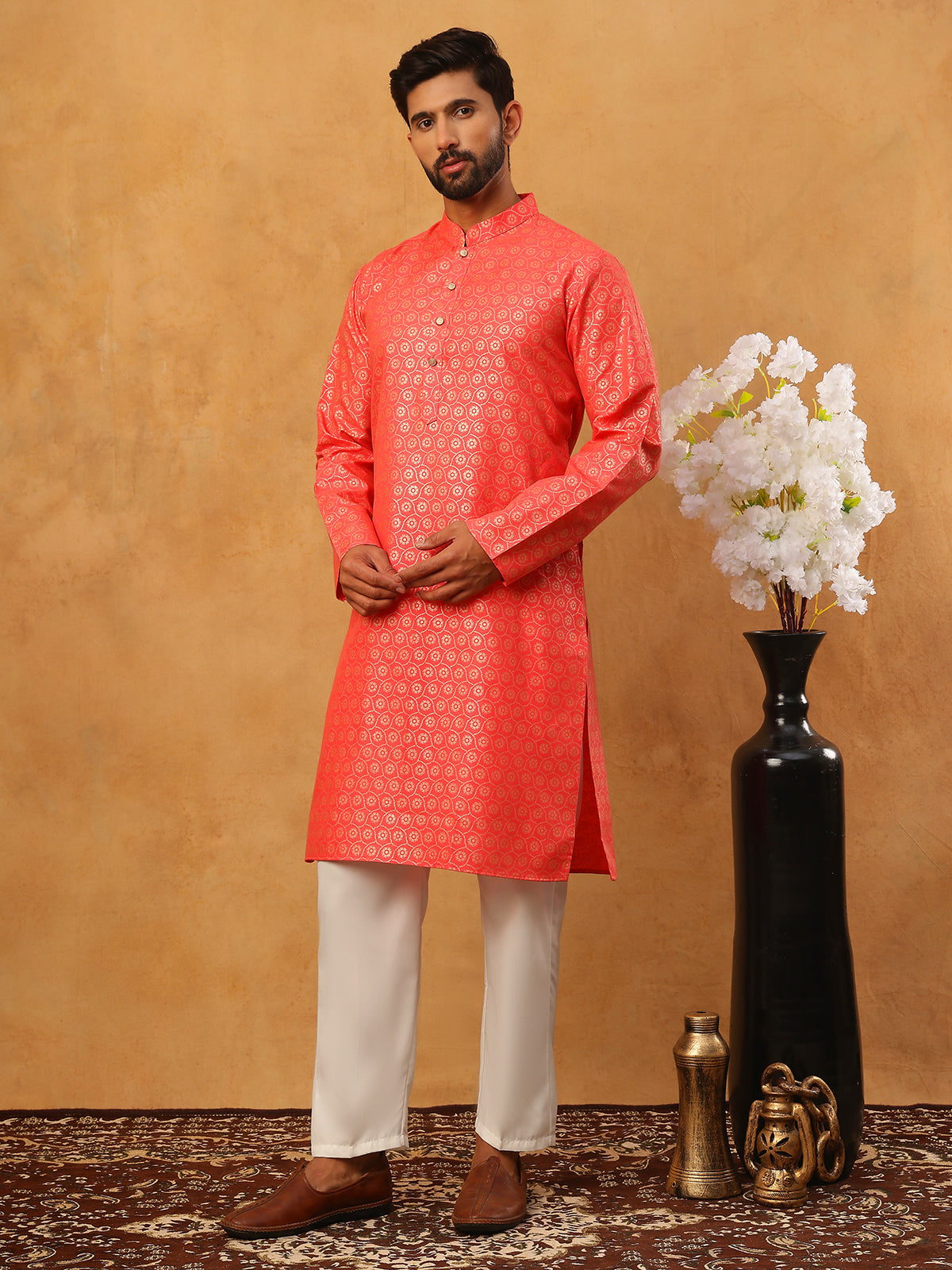 Festive Cotton Blend Printed Kurta Pyjama Set
