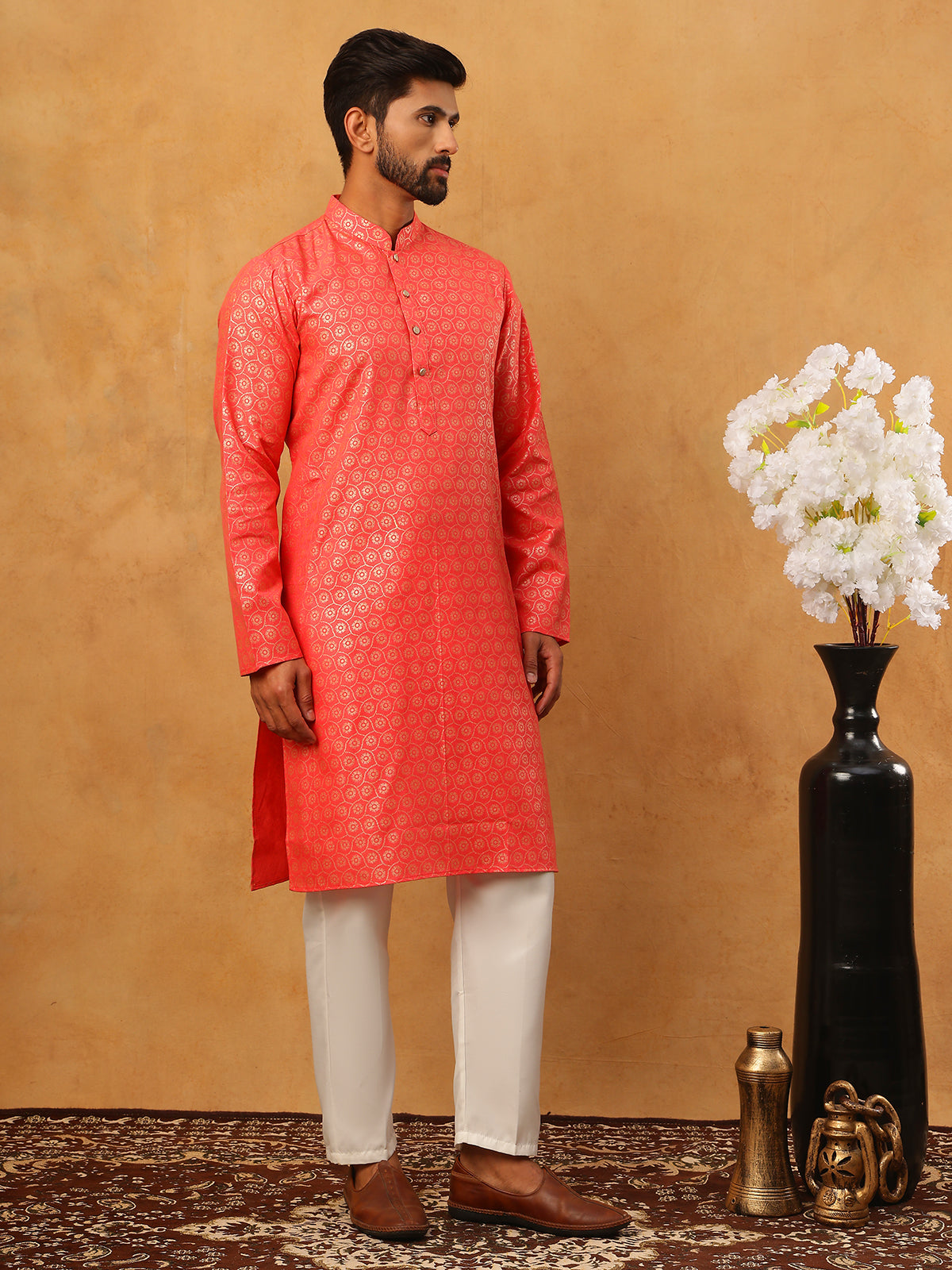 Festive Cotton Blend Printed Kurta Pyjama Set