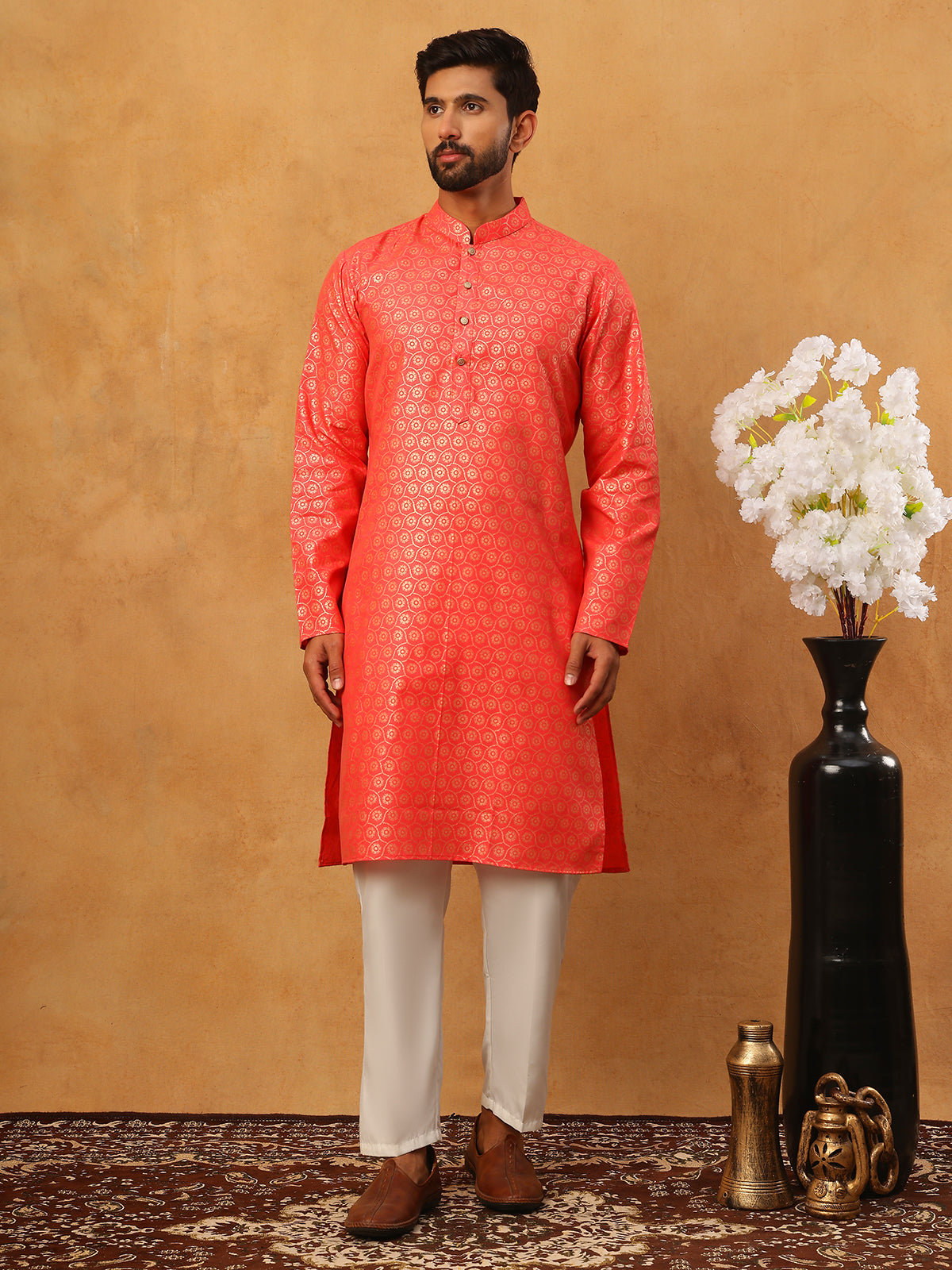 Festive Cotton Blend Printed Kurta Pyjama Set