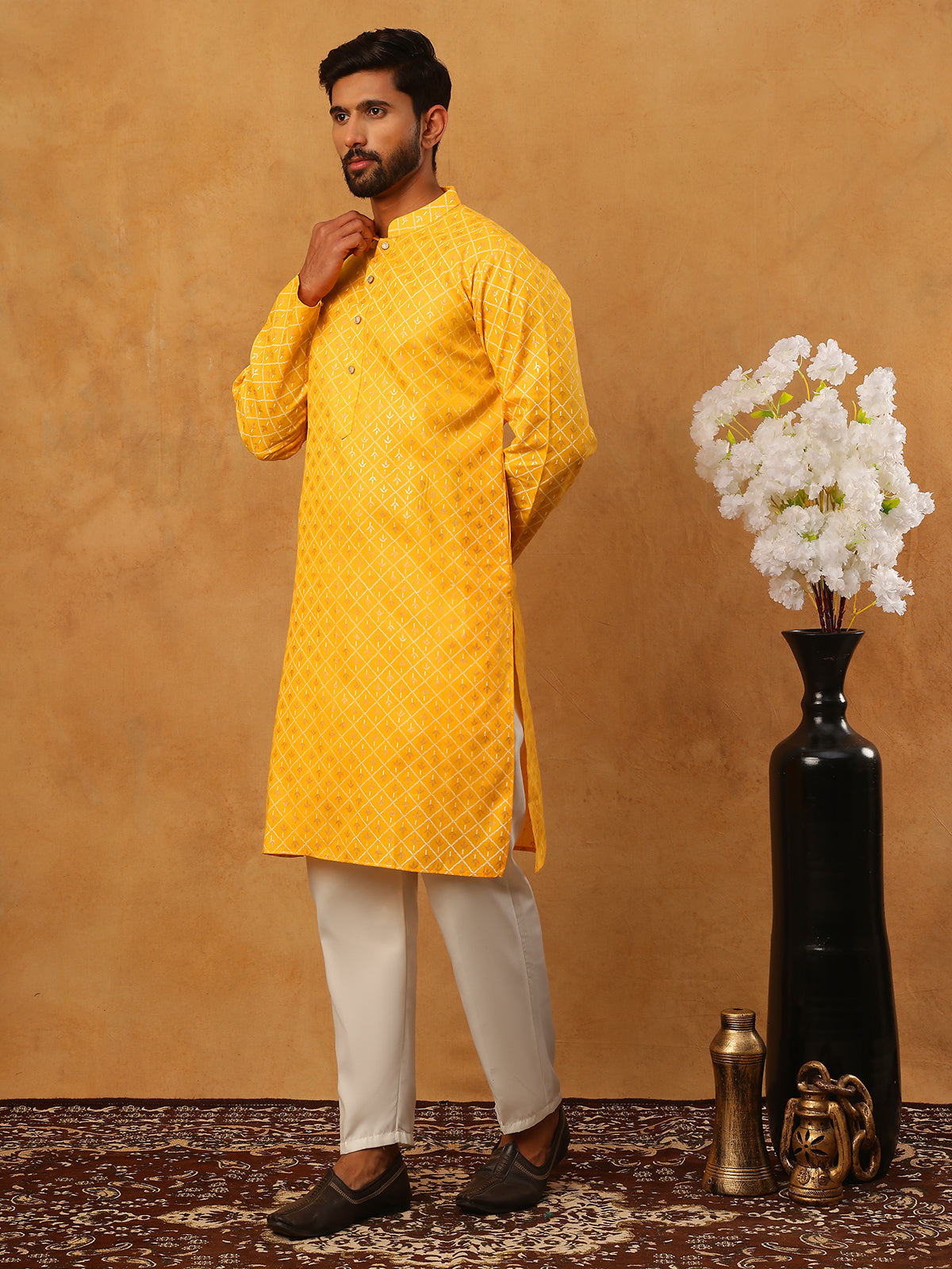 Festive Cotton Blend Printed Kurta Pyjama Set