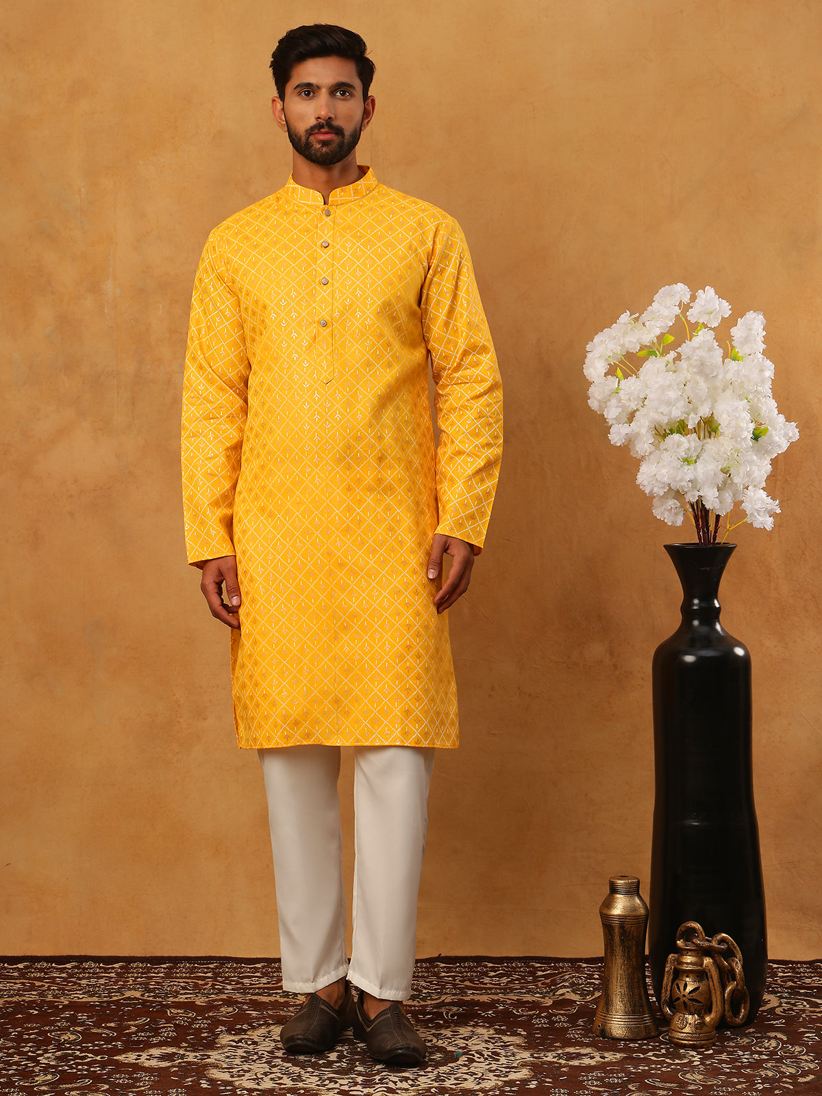 Festive Cotton Blend Printed Kurta Pyjama Set