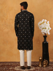 Ethnic Silk Blend Foil Print Kurta Pyjama Set