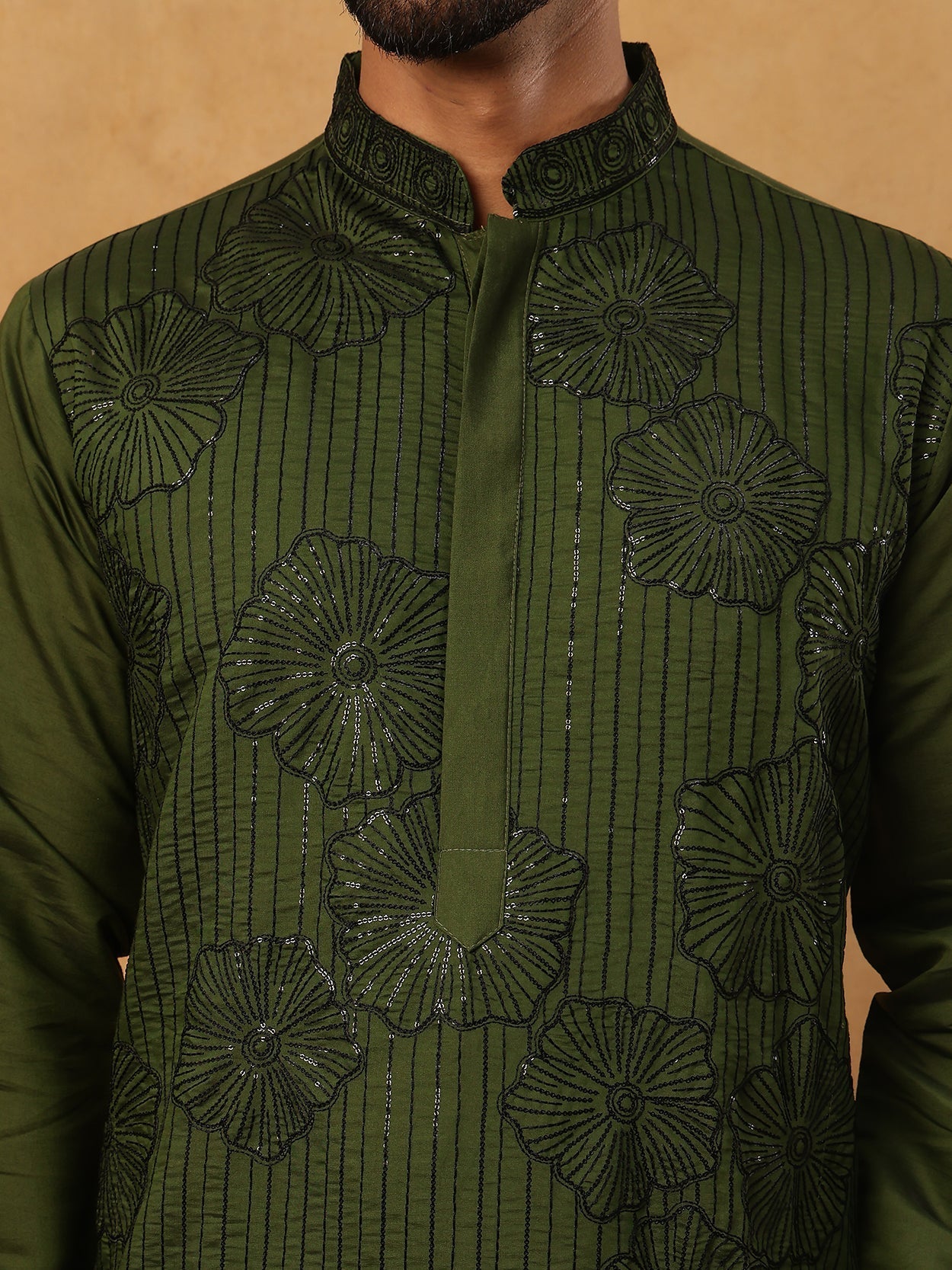 Silk Blend Embroidered Kurta With Pyjama