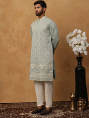 Classic Silk Blend Embroidered Kurta Pyjama Set