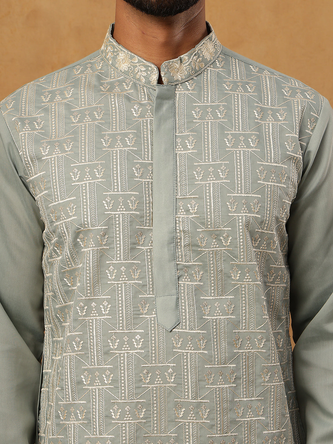 Classic Silk Blend Embroidered Kurta Pyjama Set