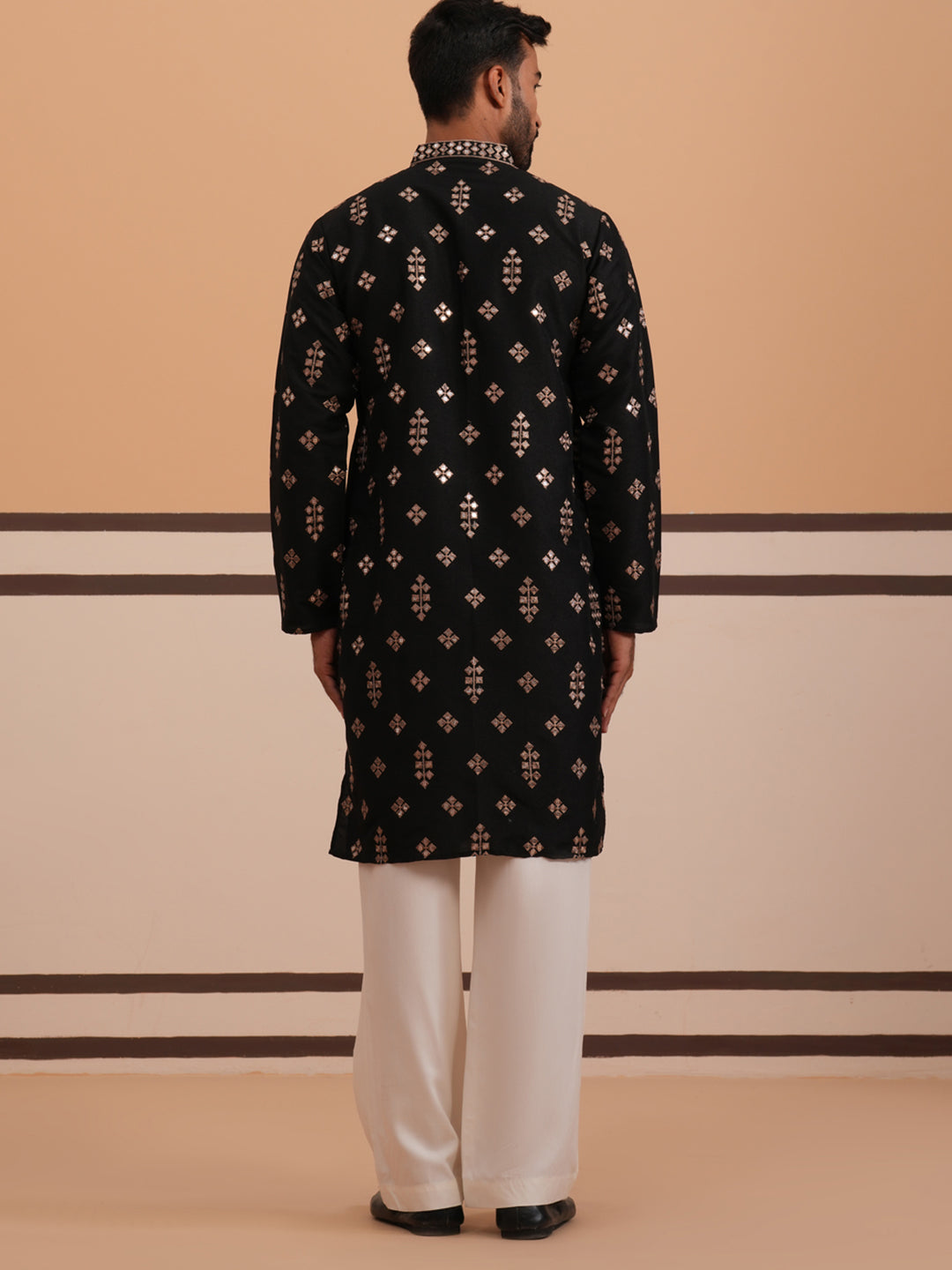 Silk Blend Embroidered Kurta Pyjama Set