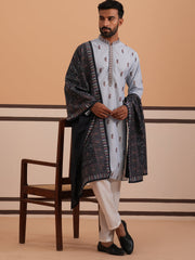 Paisley Print Kurta Pyjama Set With Contrast Dupatta