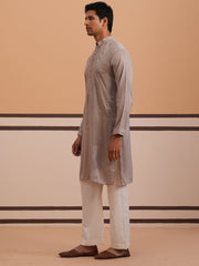 mens geometric embroidered kurta set