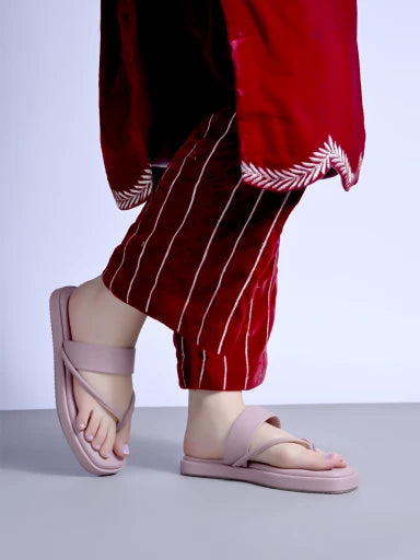 Comfortable Strappy Peach Flats For Women & Girls