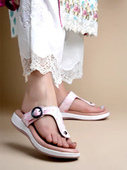 Floral Pink Print Slip-On Flats For Women & Girls