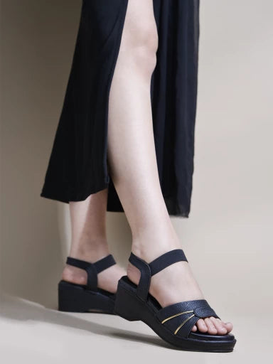 Elegant Black Block Sandals For Women & Girls
