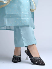 Pointed Toe Embellished Black Pumps For Women & Girls