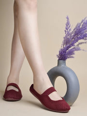 Comfortable Cozy & Chic Flat Cherry Mules For Women & Girls