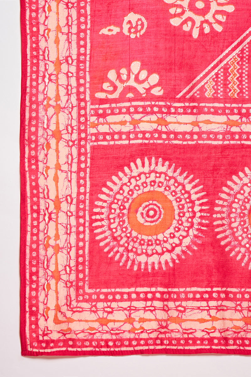 pink rayon blend floral printed straight kurta trouser with dupatta 