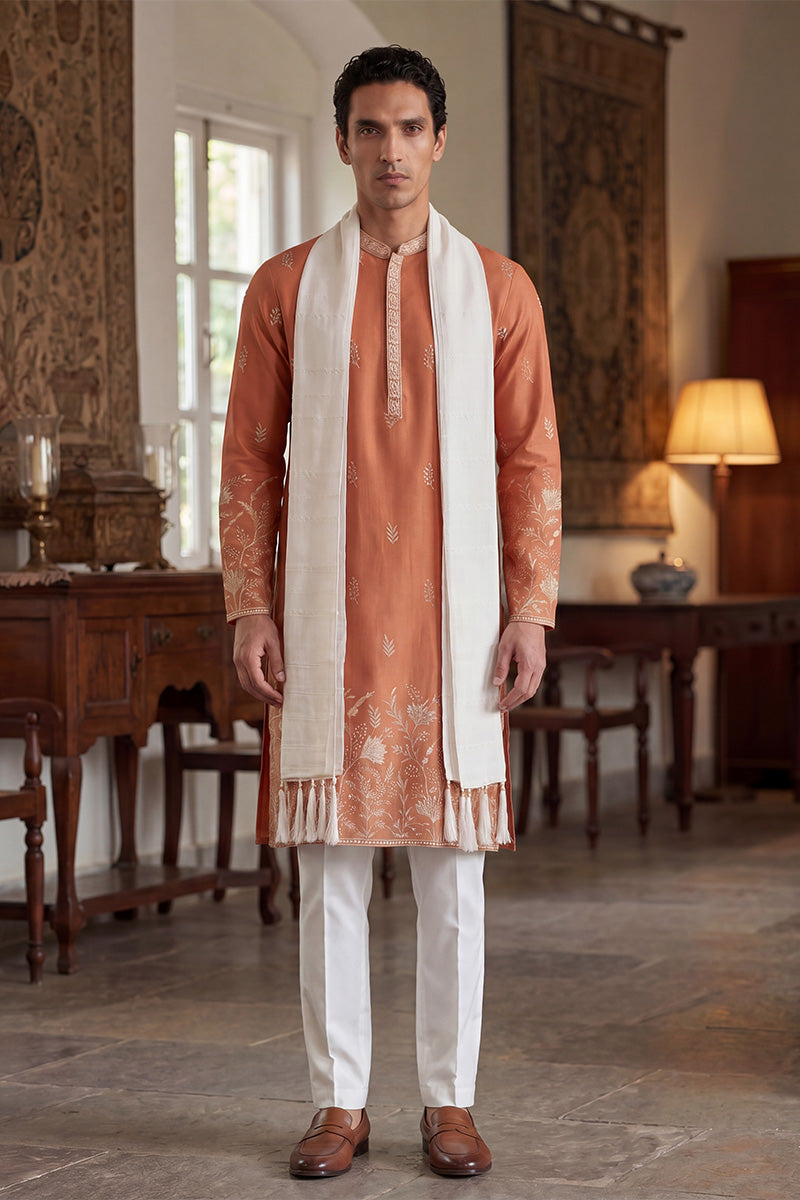 ethnic-bay-men-peach-vartican-solid-embroidered-straight-kurta-sets-mkpd1935