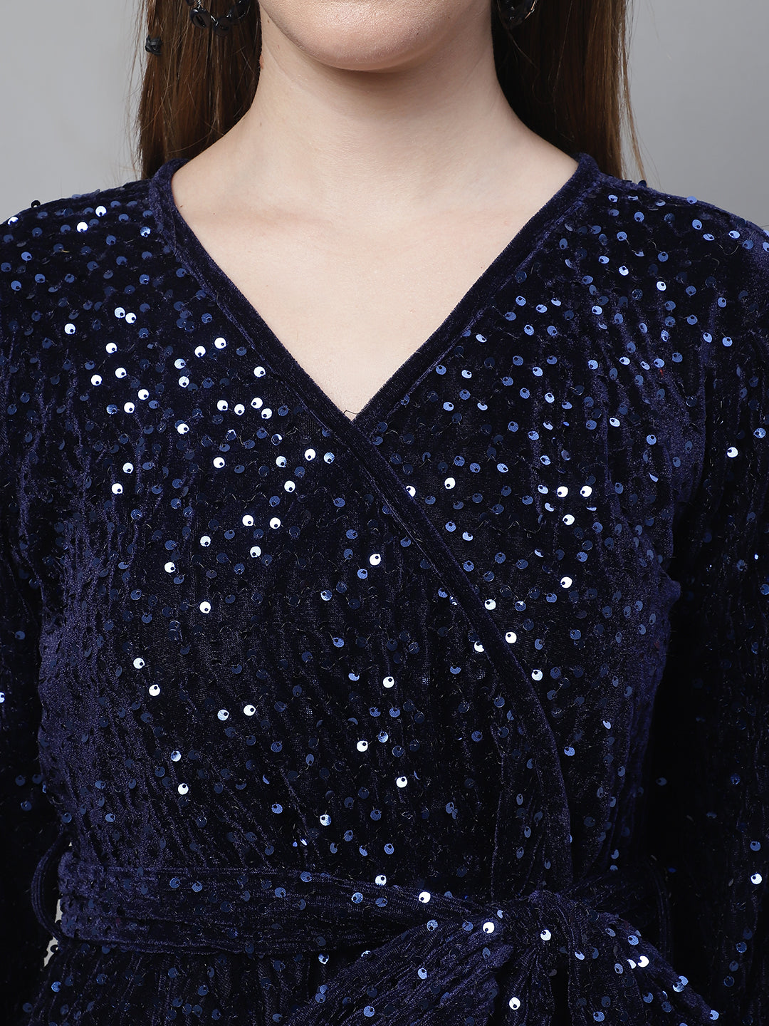 Womens Sequin Velvet A Line Dress