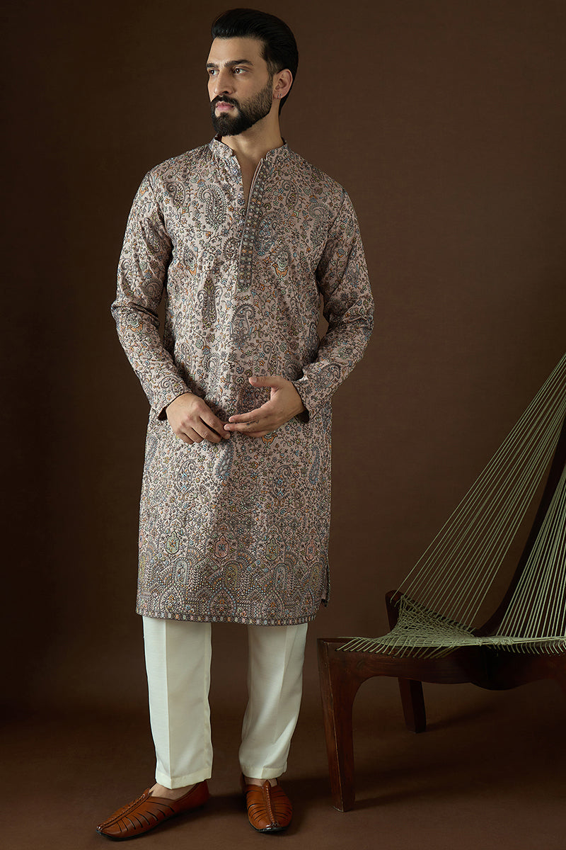 Multi Polyster Solid Embroidered Straight Kurta Sets