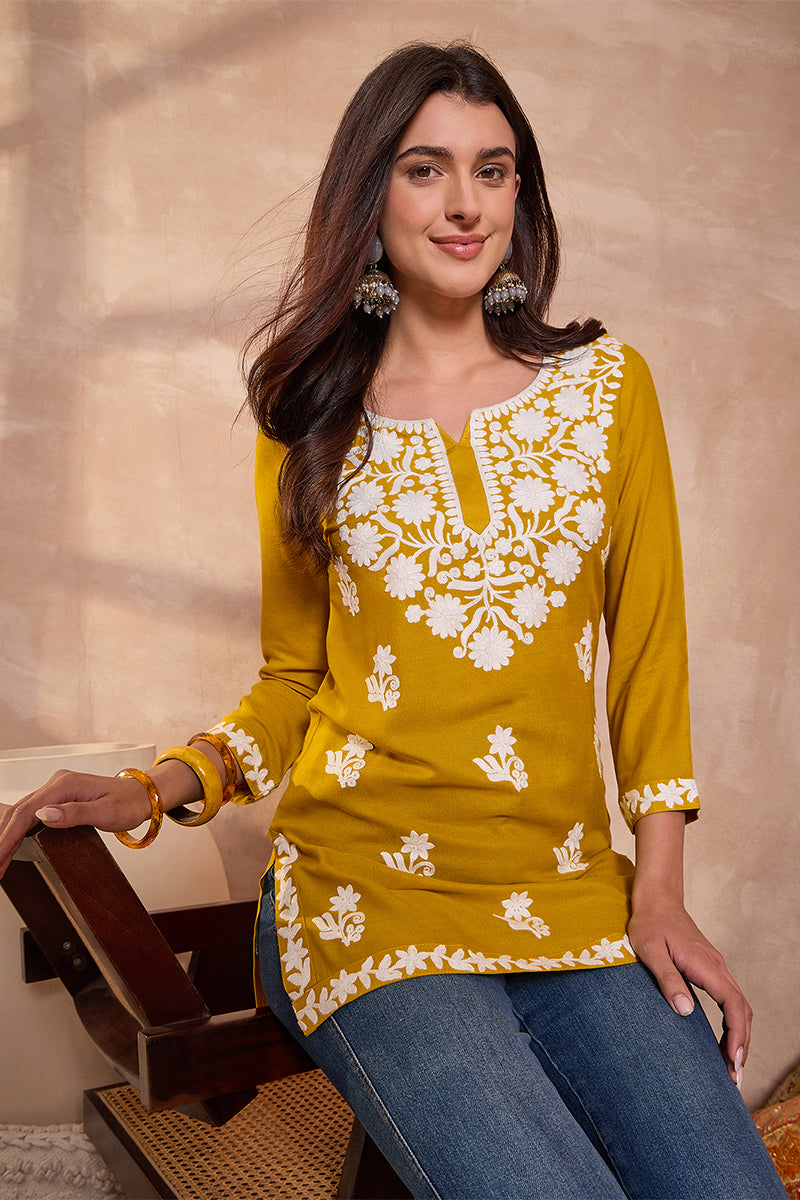 ahika-womens-yellow-viscose-rayon-solid-embroidered-top-vt1406