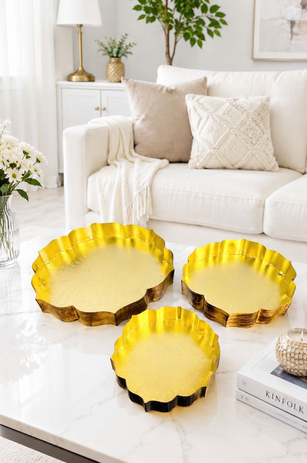 premium decorative urli bowl set of 3 embossed hammered metal floating flower bowls antique gold finish for diyas candles pooja diwali weddings festivals home decor