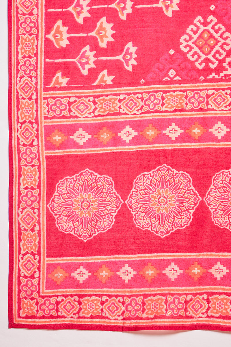 pink silk blend printed ethnic motifs straight kurta set pkskd3229