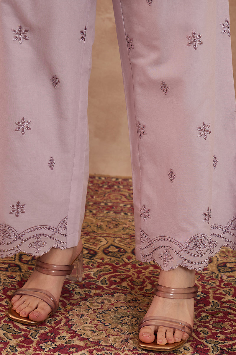 lavender pure cotton embroidered scalloped coord sets