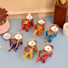 Elephant Tealight Candle Holders Set of 10 for Diwali Home Décor TeaLight
