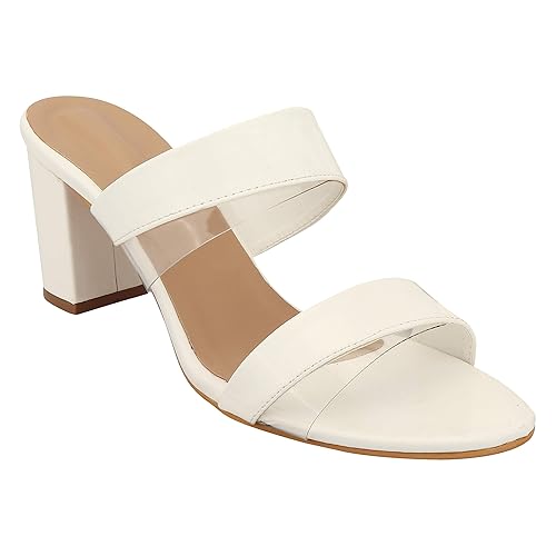 Shoetopia Women & Girls White Solid Block Heels