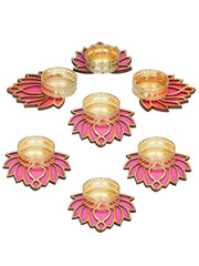 Jhumki Style Tea Light for Home Decor, Diwali Décor (7 Pcs- Pink)