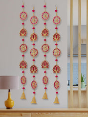 Handmade Lotus Wall and Door Hanging - Home Decor | Pooja Decor | Diwali Décor (36 Inches Height - Pack of 4)