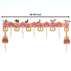 Pink Rose & Lotus torans for Entrance Door