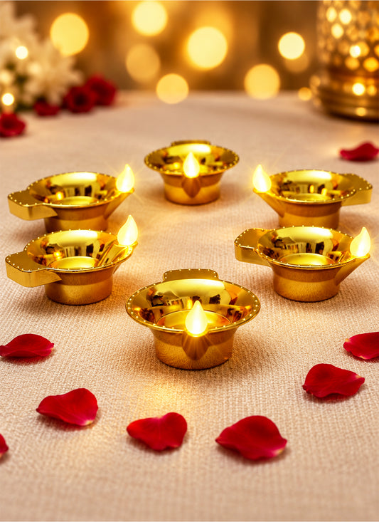 ZAYO LED DIYA PACK OF 6 BATTERY GOLDEN