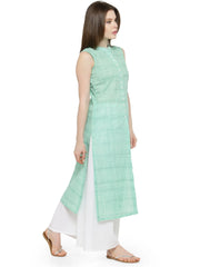 Women Green Solid Straight Kurta ( JOK 1032 Green )