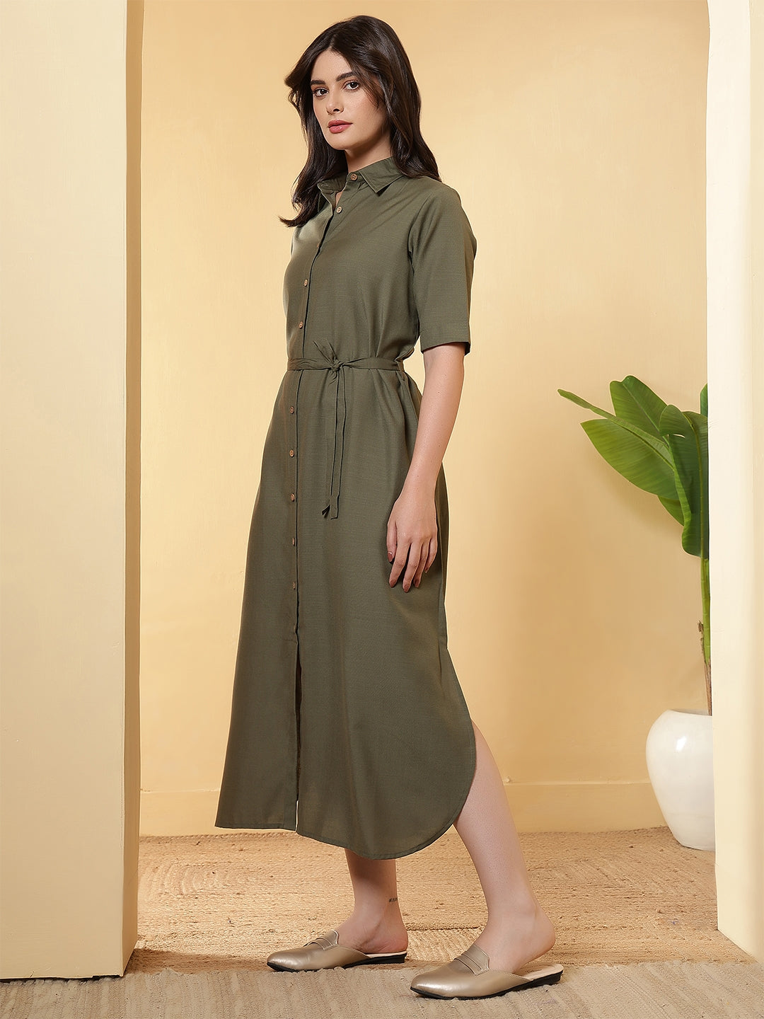 women maxi dress with side slit