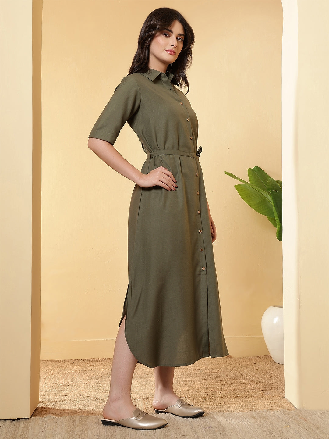 women maxi dress with side slit