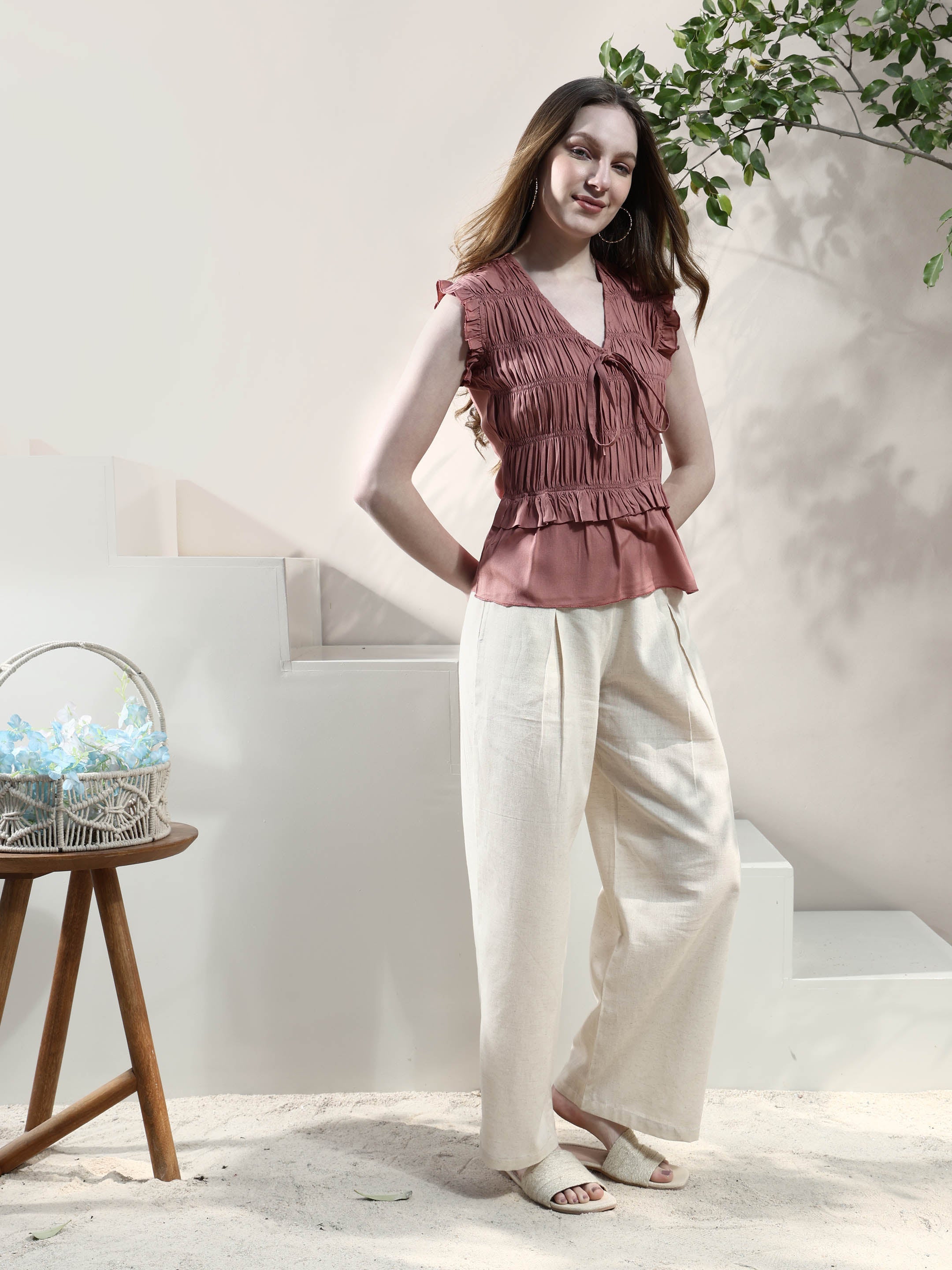 smocked peplum crop top 1