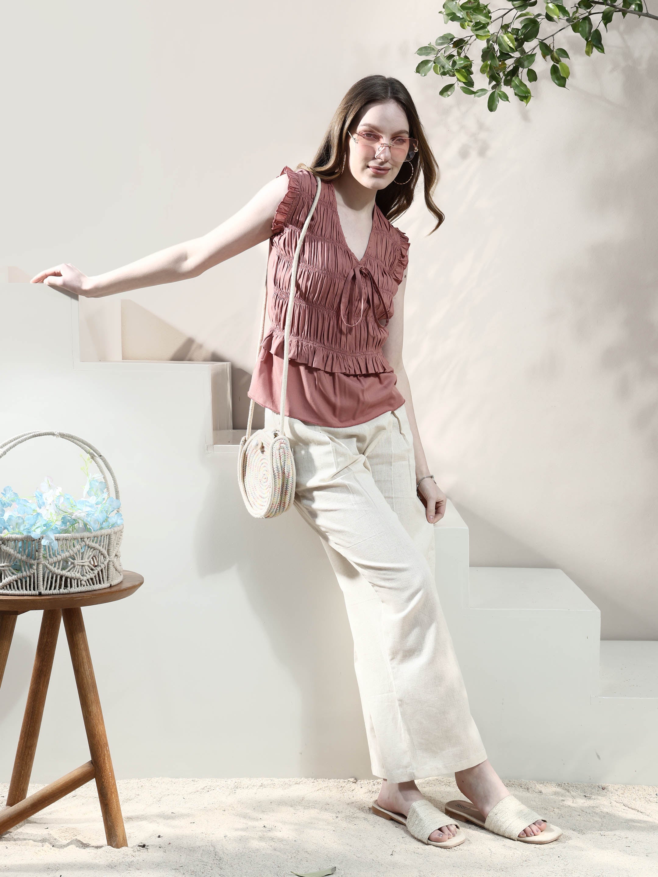 smocked peplum crop top 1