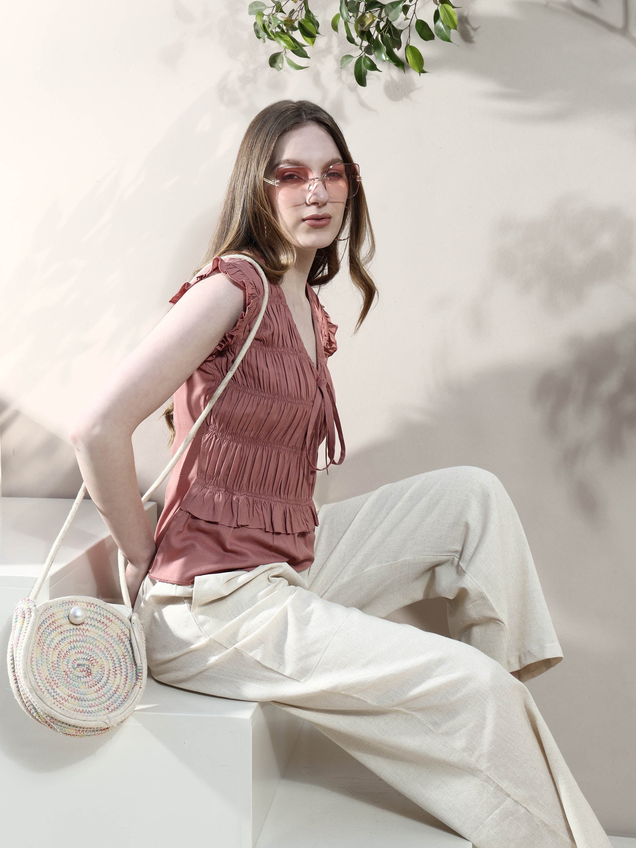 smocked peplum crop top 1