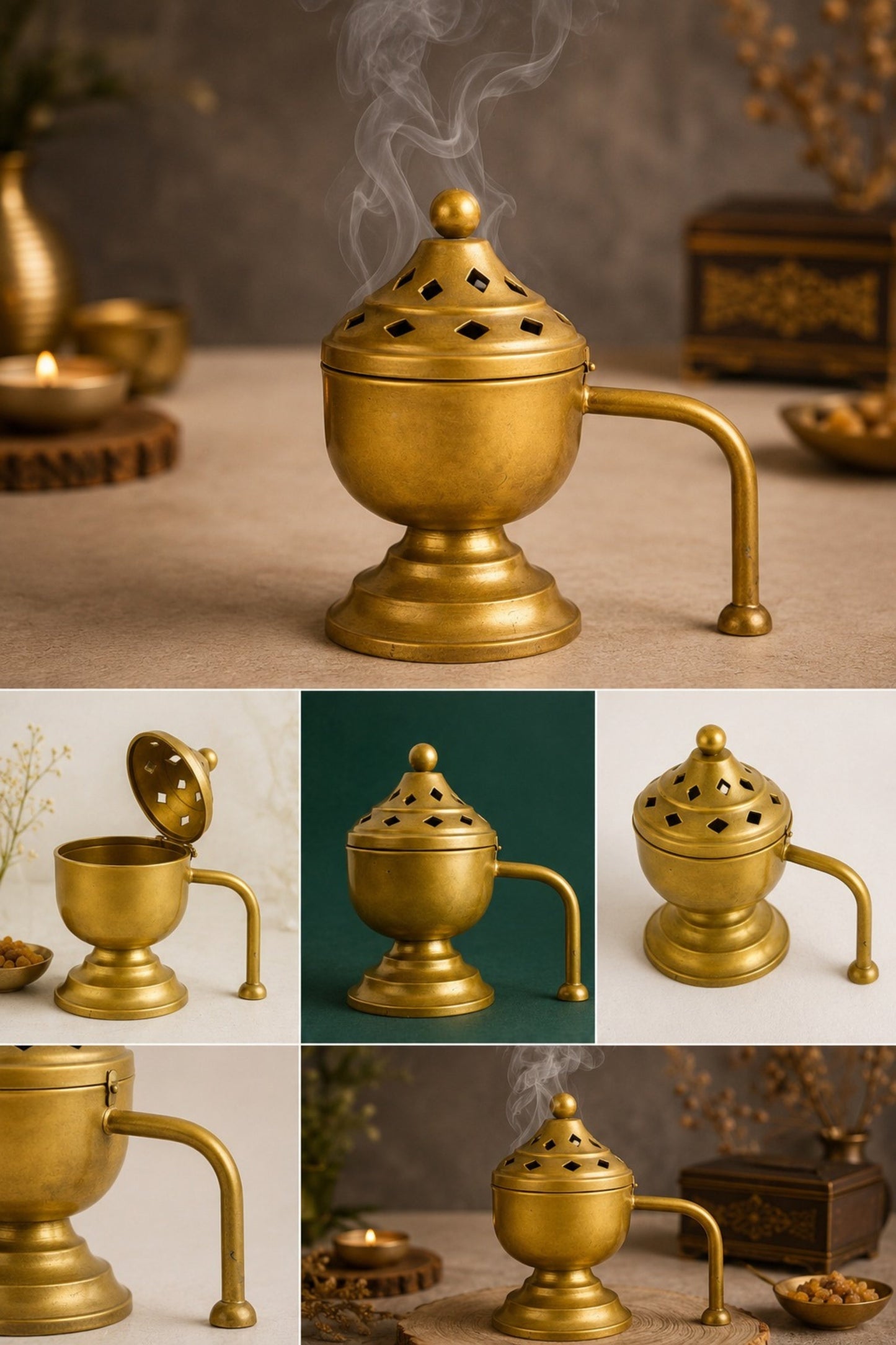metal dhoop dani with lid for pooja loban sambrani burning covered incense burner for home temple havan meditation traditional vastu decor festive gift item copy
