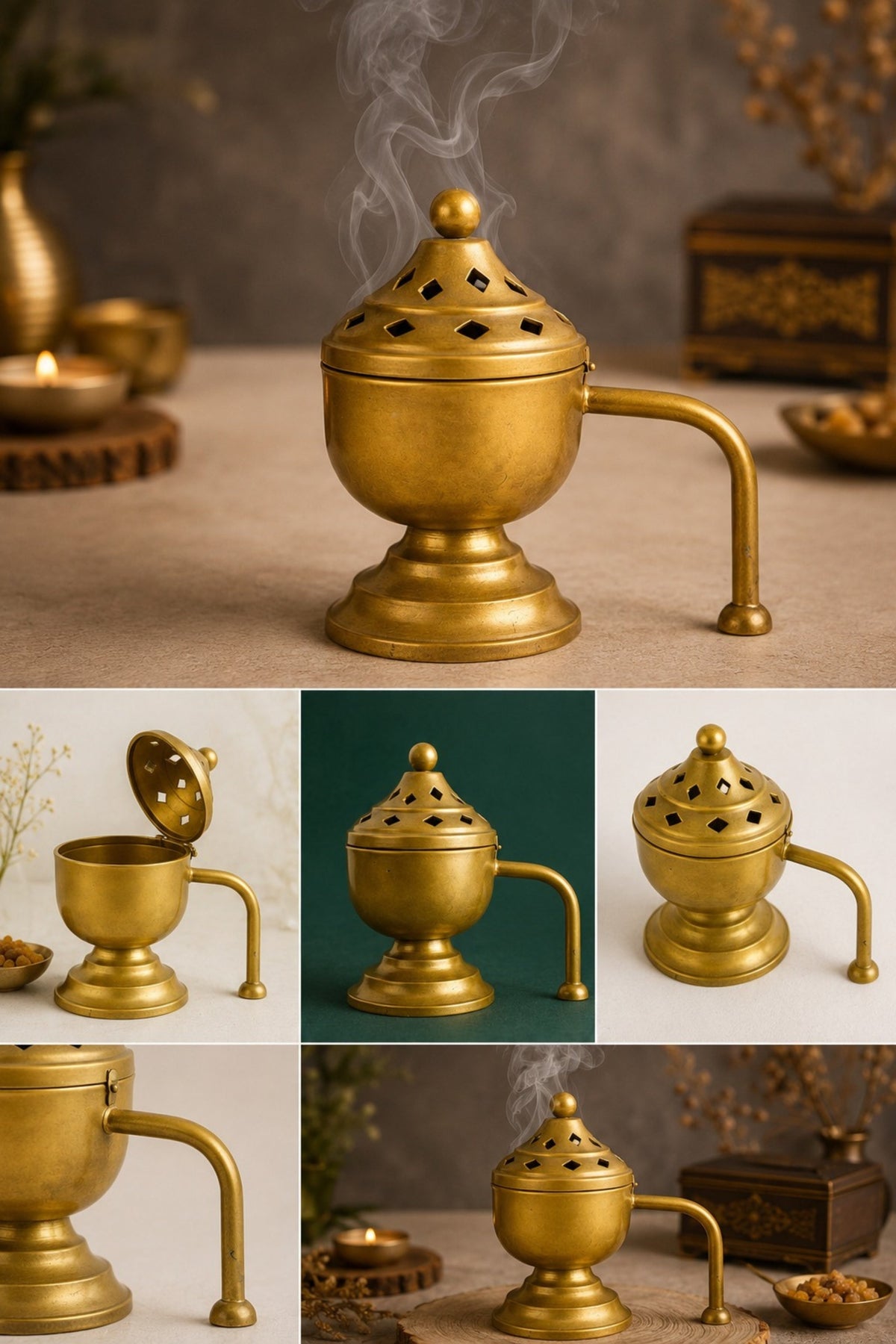 metal dhoop dani with lid for pooja loban sambrani burning covered incense burner for home temple havan meditation traditional vastu decor festive gift item copy