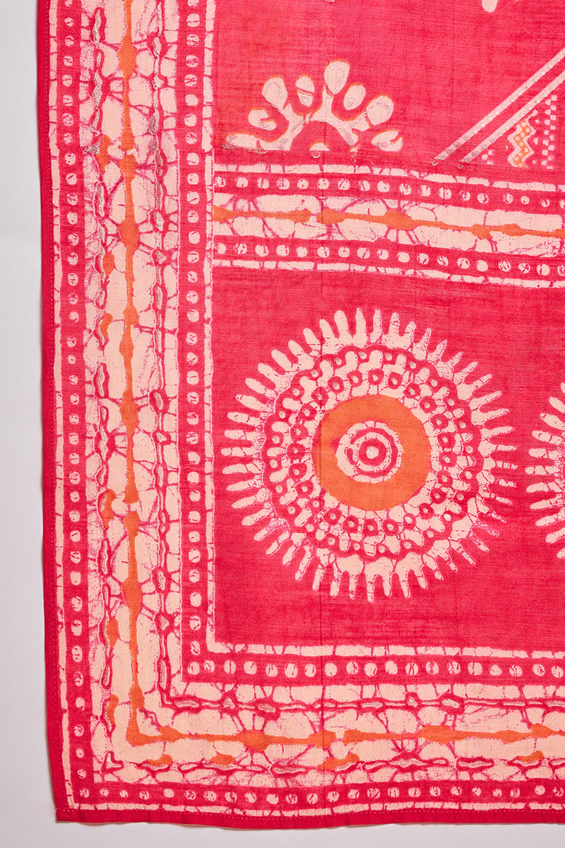pink cotton blend abstract printed straight kurta trouser with dupatta vkskd3213