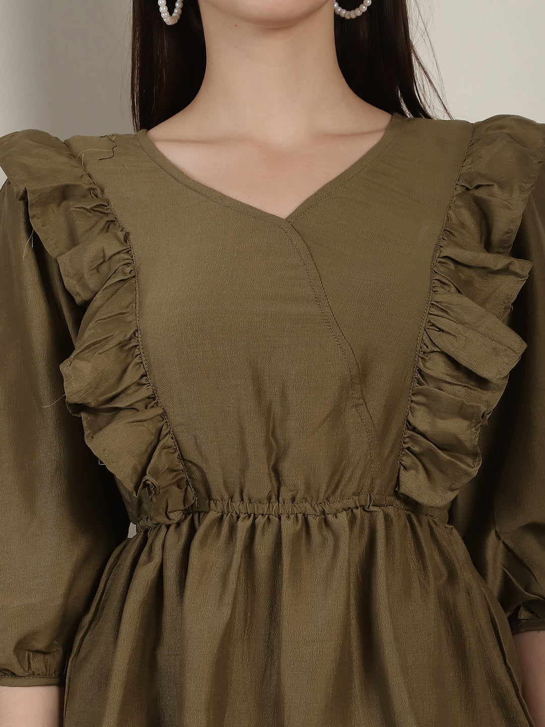 Brown Solid Womens Top With