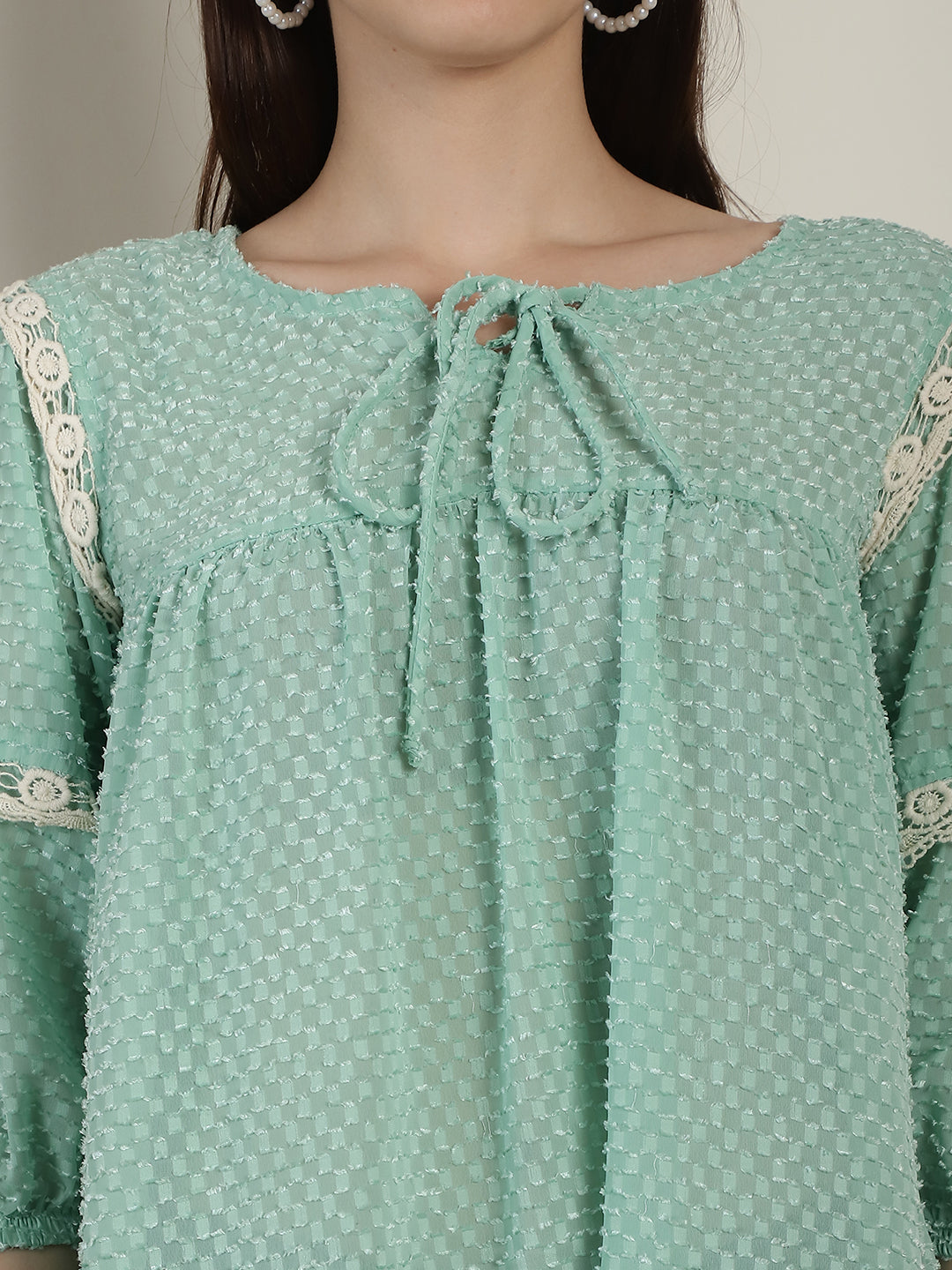 Green Peplum Womens Top