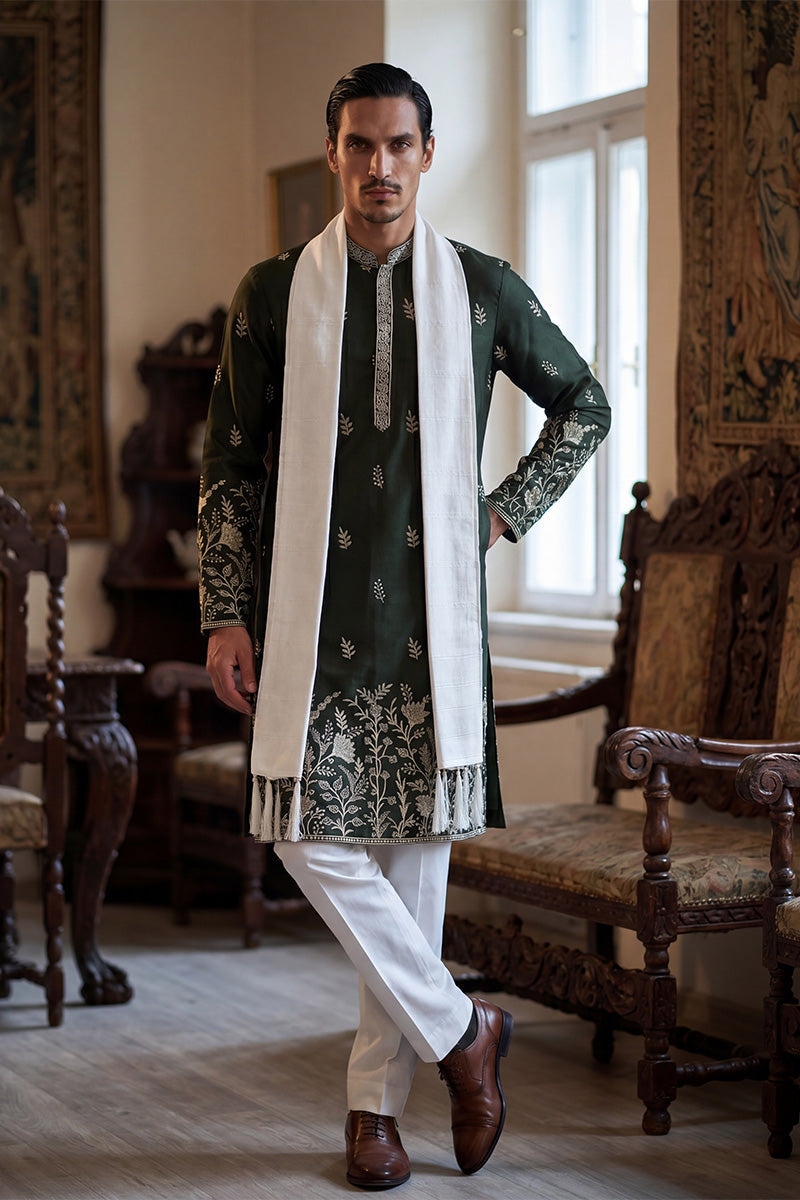 ethnic-bay-men-olive-chanderi-silk-solid-embroidered-straight-kurta-with-dupatta-mkud1319