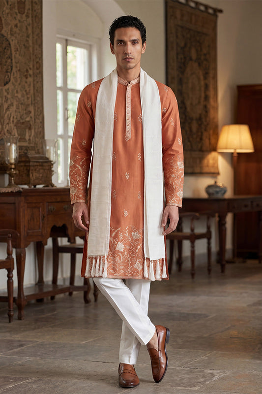 ethnic-bay-men-peach-vartican-solid-embroidered-straight-kurta-sets-mkud1935