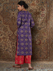 Shae by SASSAFRAS - Women Purple Ethnic Motifs Yoke Design Thread Work Kurta with Palazzos